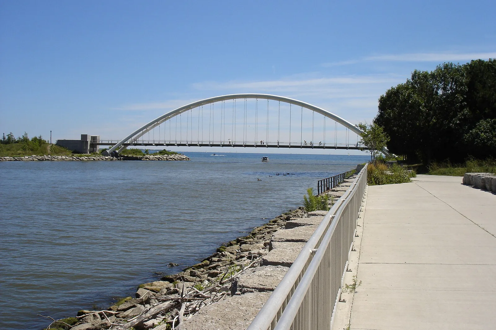 The mouth of the Humber River where it meets Lake Ontario, along the Martin Goodman Trail