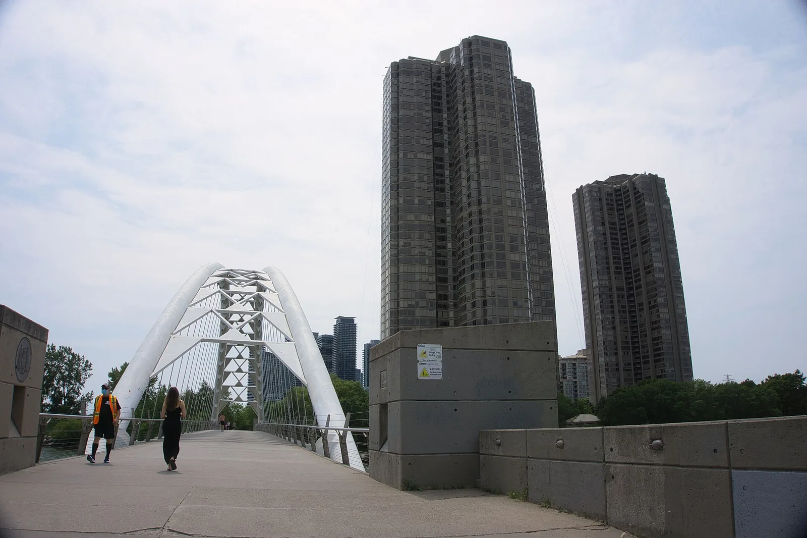 The Palace Pier towers with the Humber Bay Arch Bridge in the foreground