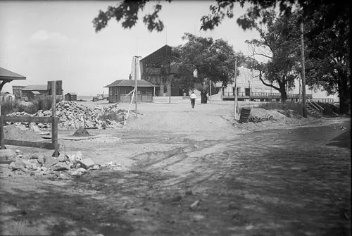 The original Palace Pier ballroom under construction on the west bank of the Humber River in 1931